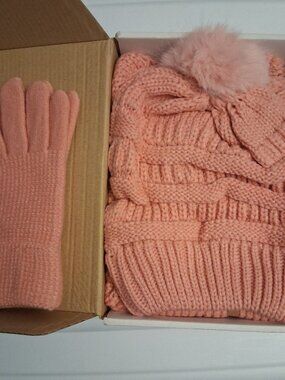 Aneco Winter Warm Knitted Scarf Beanie Hat and Gloves Set